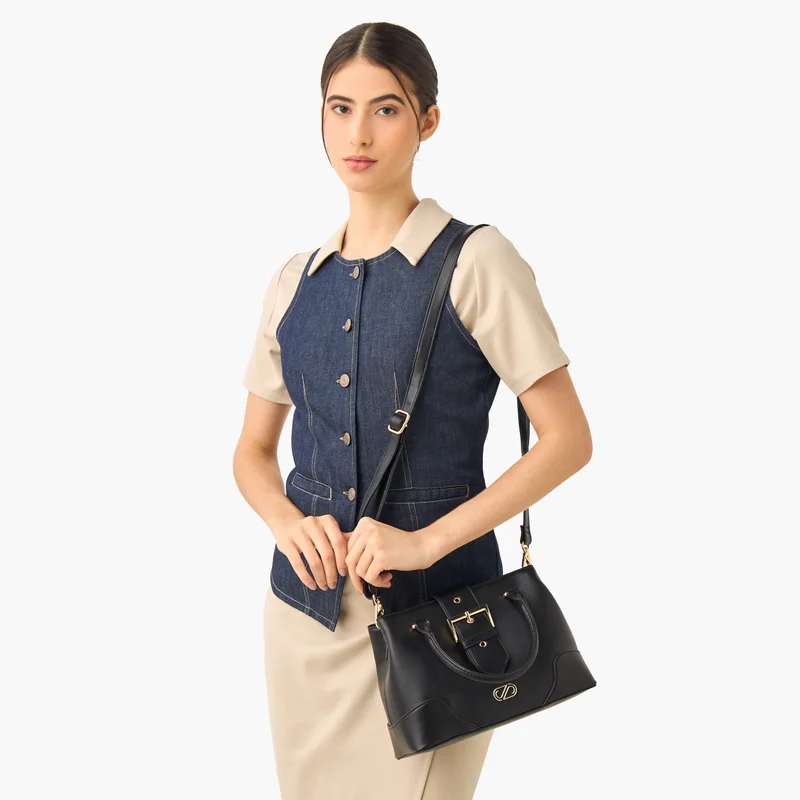 ساشا Black Buckle Detail Crossbody Bag for Women